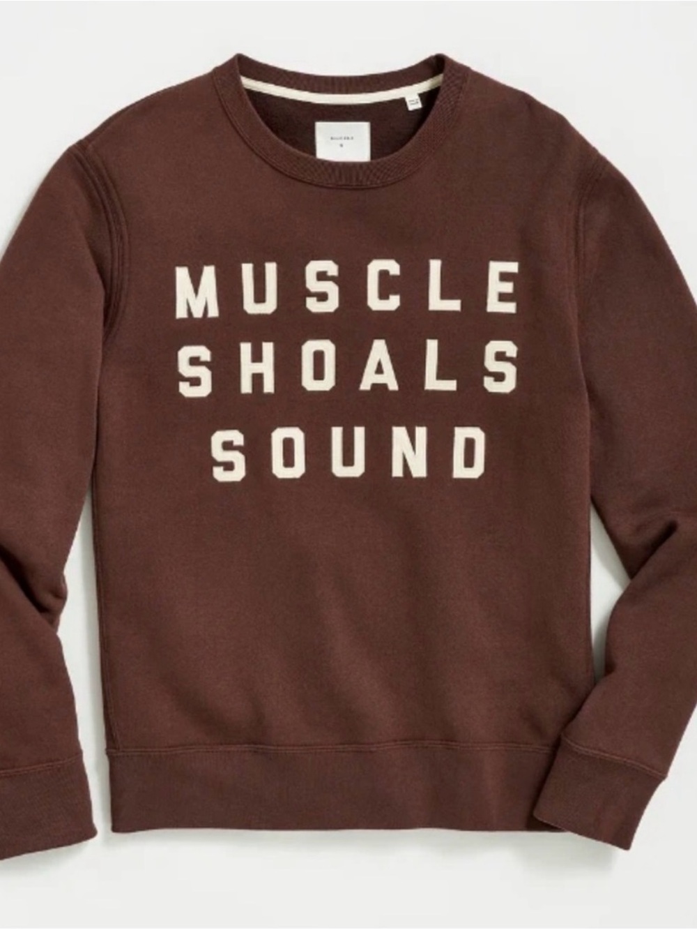 Billy Reid Muscle Shoals Sound - Brown Crewneck with Cream Block Lettering
